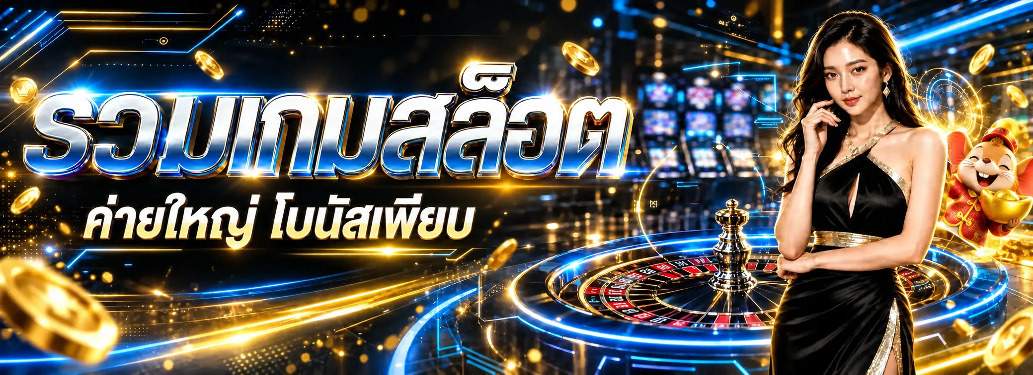แบนเนอร์รวมเกมคาสิโน NP8 โทนสีน้ำเงินทอง